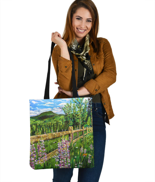 Mountain Fence Tote Bag