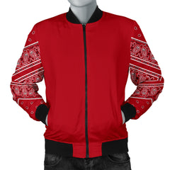 Men's Classic Red on Red Bandana Sleeved Bomber Jacket