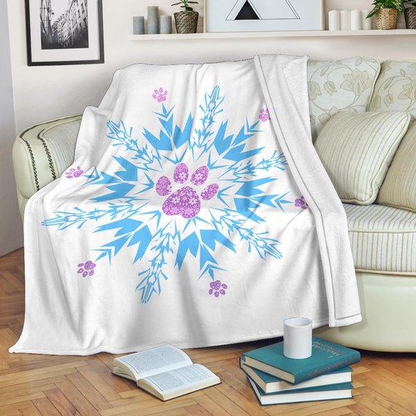 Paw Snowflake Blanket White