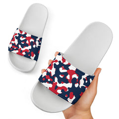 Red and Navy Camo Slide Sandals