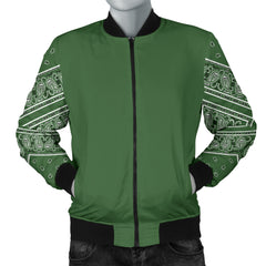 Men's Classic Green on Green Bandana Sleeved Bomber Jacket