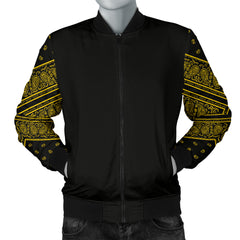 Men's Black Gold Bandana Sleeved Bomber Jacket
