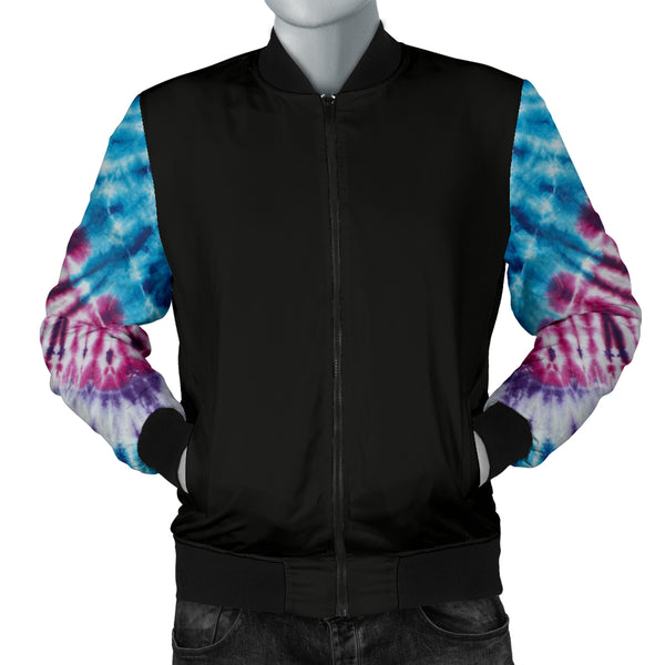 Men's Blue Tie Dye Bandana Sleeved Bomber Jacket
