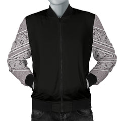 Men's Classic Gray Bandana Sleeved Bomber Jacket