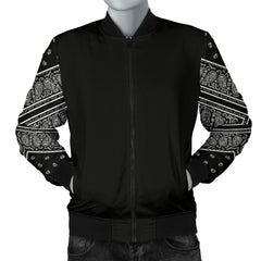 Men's Black Bandana Sleeved Bomber Jacket