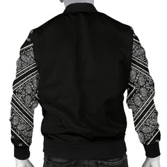 Men's Black Bandana Sleeved Bomber Jacket