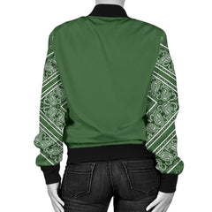 Women's Classic Green on Green Bandana Sleeved Bomber Jacket