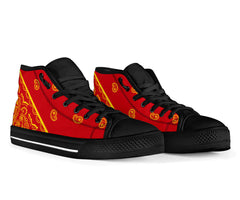 No Box Red and God Bandana High Top Sneakers