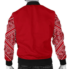 Men's Classic Red on Red Bandana Sleeved Bomber Jacket