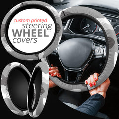 Grey Camouflage Steering Wheel Cover