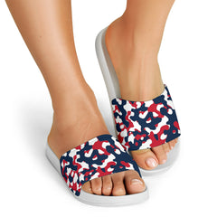 Red and Navy Camo Slide Sandals