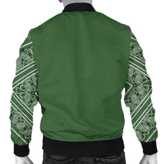 Men's Classic Green on Green Bandana Sleeved Bomber Jacket