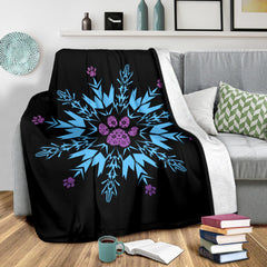 Paw Snowflake Blanket Black