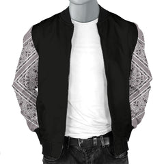 Men's Classic Gray Bandana Sleeved Bomber Jacket