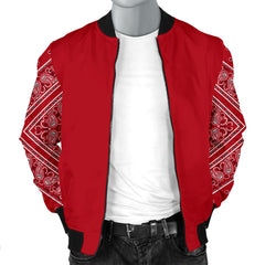 Men's Classic Red on Red Bandana Sleeved Bomber Jacket