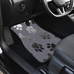 Silver bones and paws cute Car Floor Mat