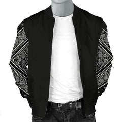 Men's Black Bandana Sleeved Bomber Jacket