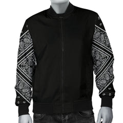 Men's Black Bandana Sleeved Bomber Jacket