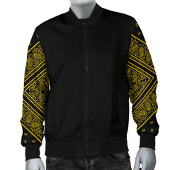 Men's Black Gold Bandana Sleeved Bomber Jacket