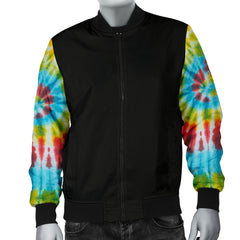 Men's Tie Dye Swirl Bandana Sleeved Bomber Jacket
