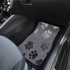 Silver bones and paws cute Car Floor Mat