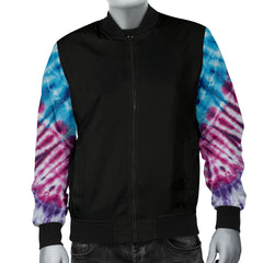 Men's Blue Tie Dye Bandana Sleeved Bomber Jacket
