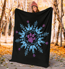 Paw Snowflake Blanket Black