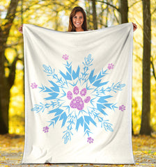 Paw Snowflake Blanket White