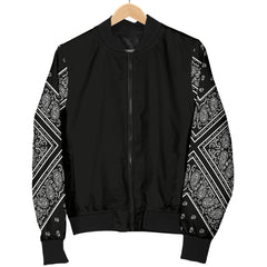 Men's Black Bandana Sleeved Bomber Jacket