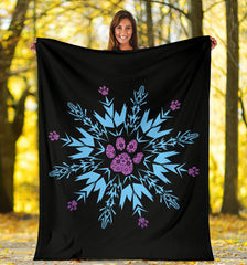 Paw Snowflake Blanket Black