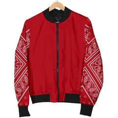 Men's Classic Red on Red Bandana Sleeved Bomber Jacket