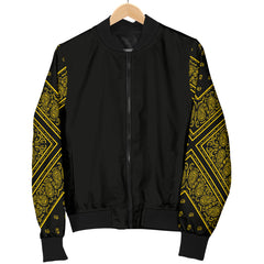 Men's Black Gold Bandana Sleeved Bomber Jacket