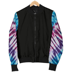 Men's Blue Tie Dye Bandana Sleeved Bomber Jacket