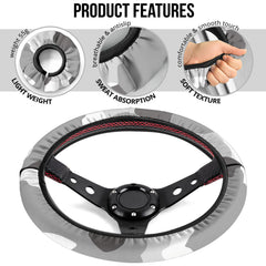 Grey Camouflage Steering Wheel Cover