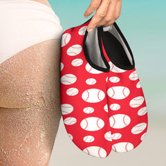 Red Baseball Ball Aqua Shoes