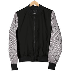 Men's Classic Gray Bandana Sleeved Bomber Jacket