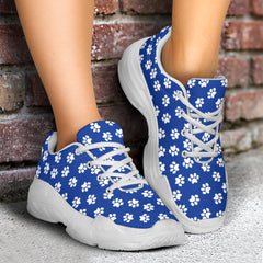 Paw Print Blue Chunky Sneakers (White)