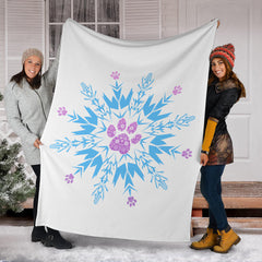 Paw Snowflake Blanket White