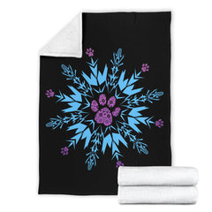 Paw Snowflake Blanket Black