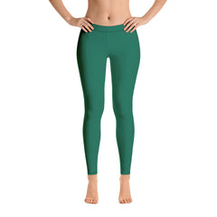 Green Plain Leggings