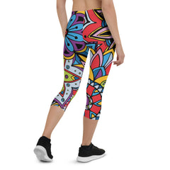 Colorful Ethnic Design Capri Leggings