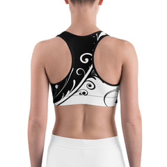 Black and white floral Women’s All-Over-Print Sport Bra