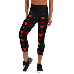 Red Stars Yoga Capri Leggings