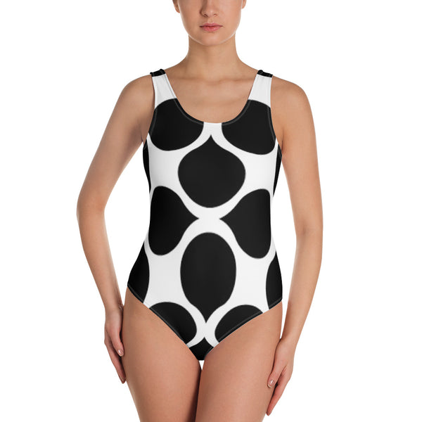 Black Leaf Design Swimsuit