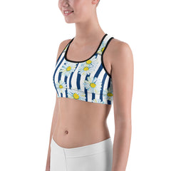 White Flowers Pattern Women’s All-Over-Print Sport Bra