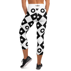 Black and White Geometric  Yoga Capri Leggings