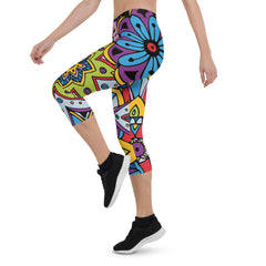 Colorful Ethnic Design Capri Leggings