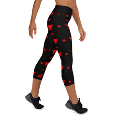 Red Stars Yoga Capri Leggings